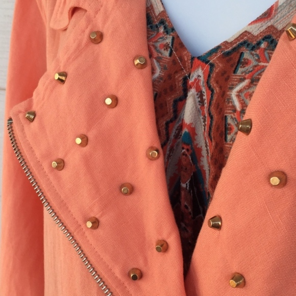 Jealous Tomato Oversized Studded Peach Jacket Medium - Picture 6 of 7